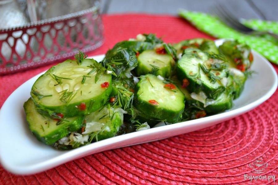 Малосольные огурцы с чесноком и зеленью быстрого приготовления — 6 классических рецептов
