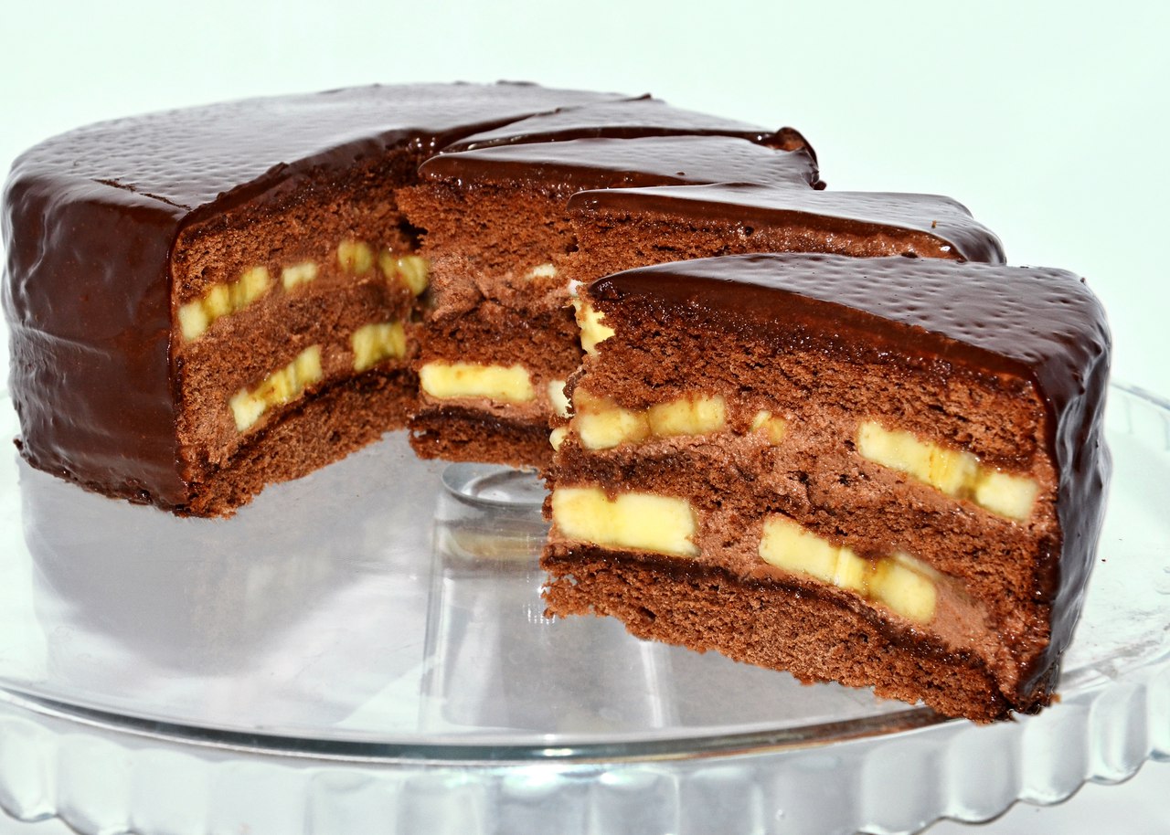 Шоколадно-банановый торт: пошаговый рецепт с фото