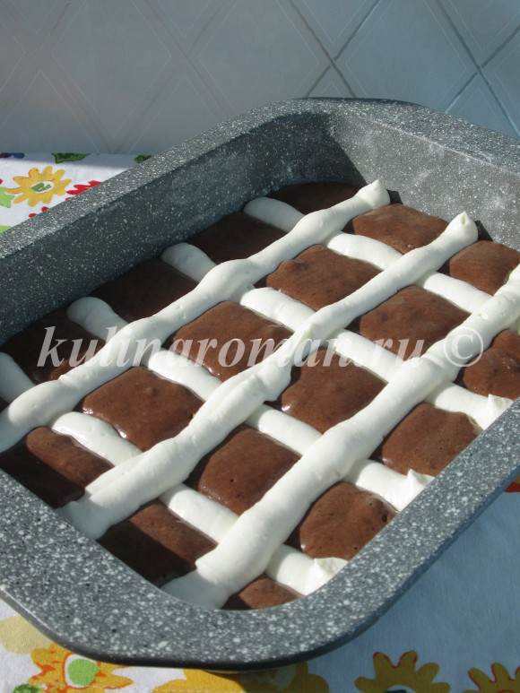 Шоколадно-творожный пирог "Стёганое одеяло"