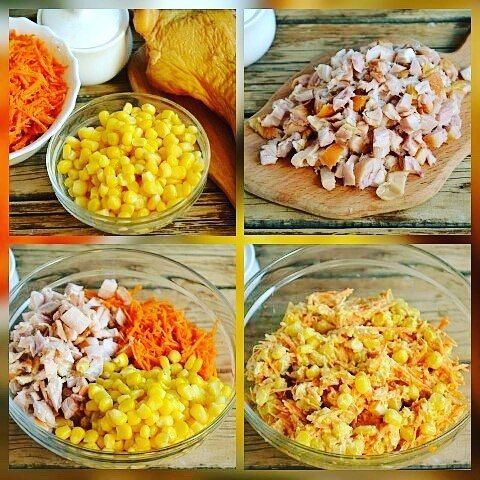 Салат с курицей, фасолью и морковью по-корейски