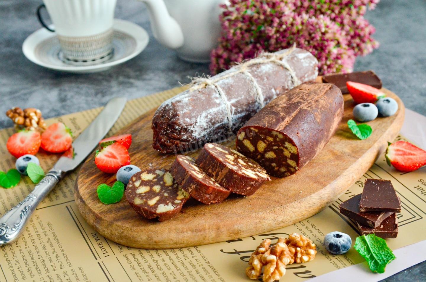 Шоколадная колбаса из печенья и какао как в детстве - пошаговый рецепт