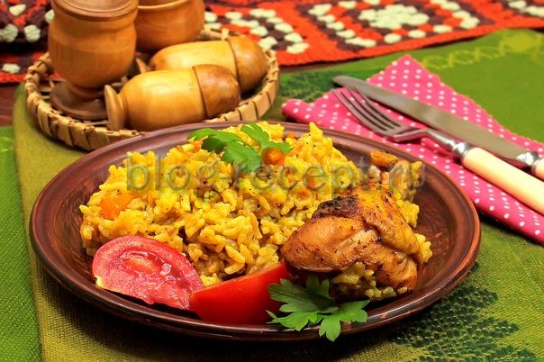 Рис с овощами и куриными голенями