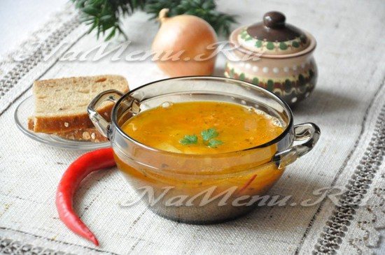 Пряный чечевичный суп с болгарским перцем