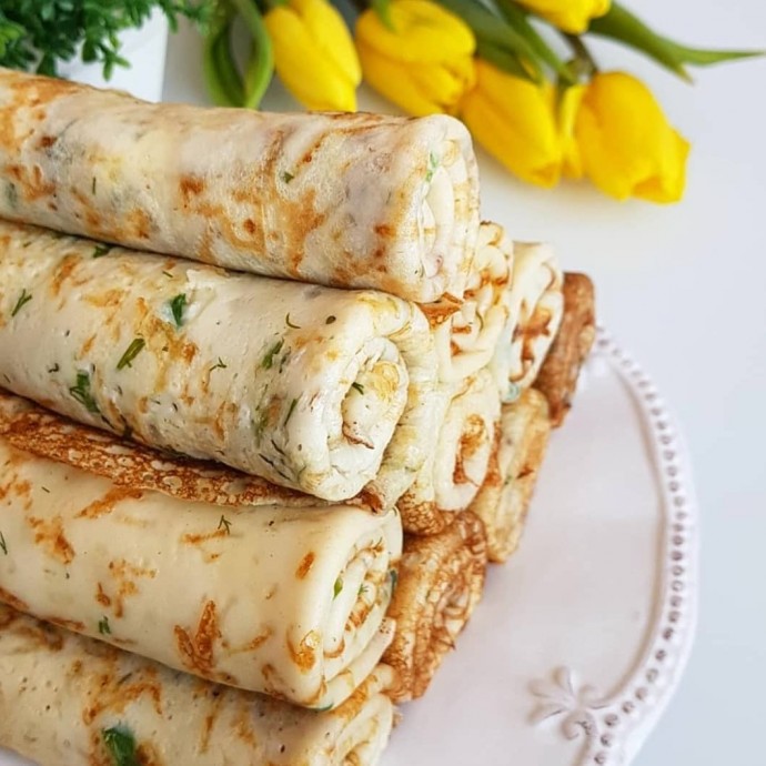 Сырные блины с зеленью – простой рецепт с фото